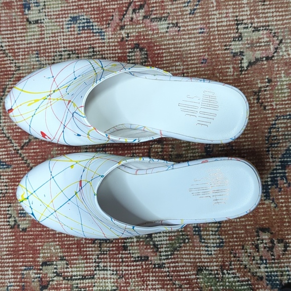 Charlotte Stone Marlo paint splatter wooden clog, size 12 - Picture 7 of 8